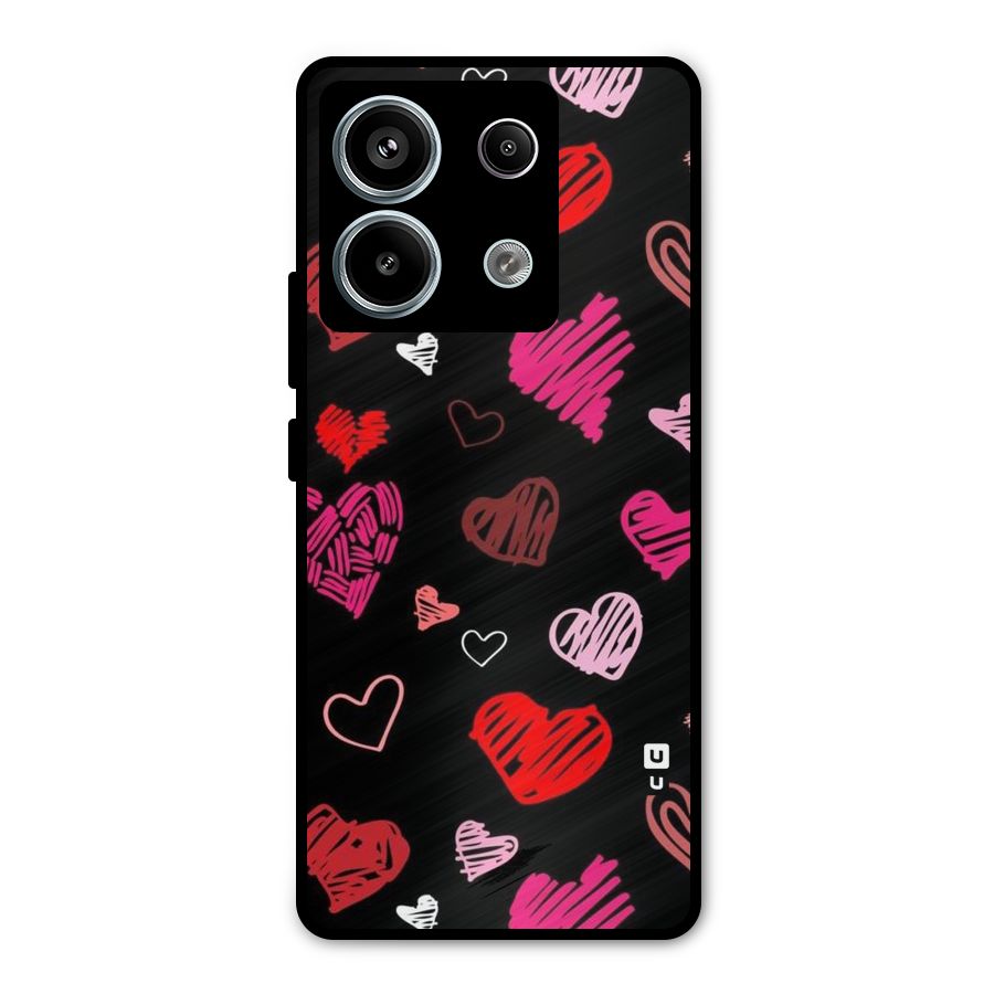 Hearts Art Pattern Metal Back Case for Redmi Note 13 Pro 5G
