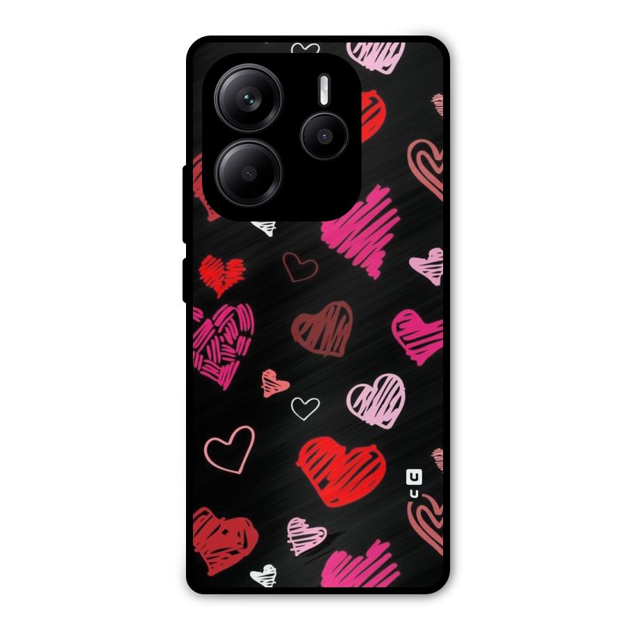 Hearts Art Pattern Metal Back Case for Redmi Note 14 5G
