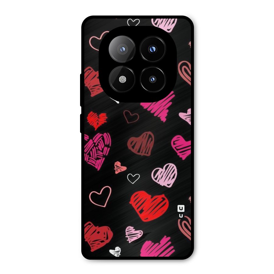 Hearts Art Pattern Metal Back Case for Redmi Note 14 Pro Plus 5G