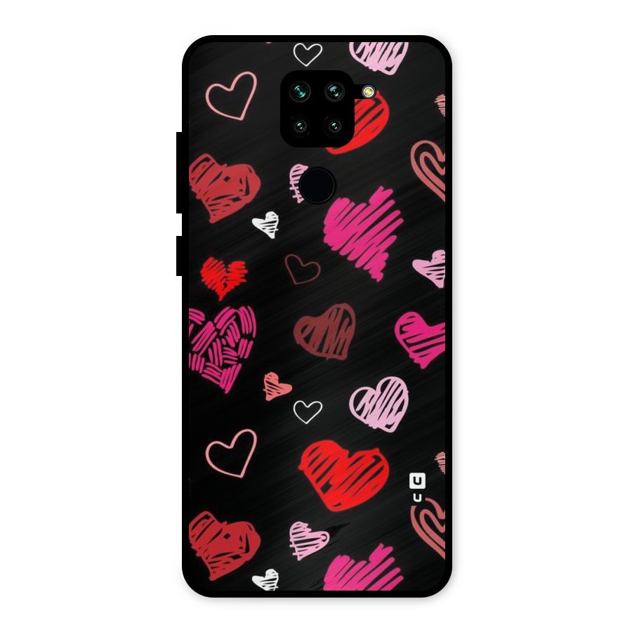 Hearts Art Pattern Metal Back Case for Redmi Note 9