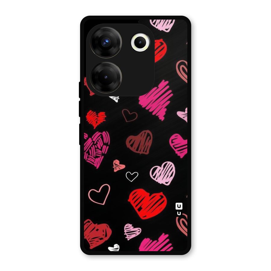 Hearts Art Pattern Metal Back Case for Tecno Camon 20