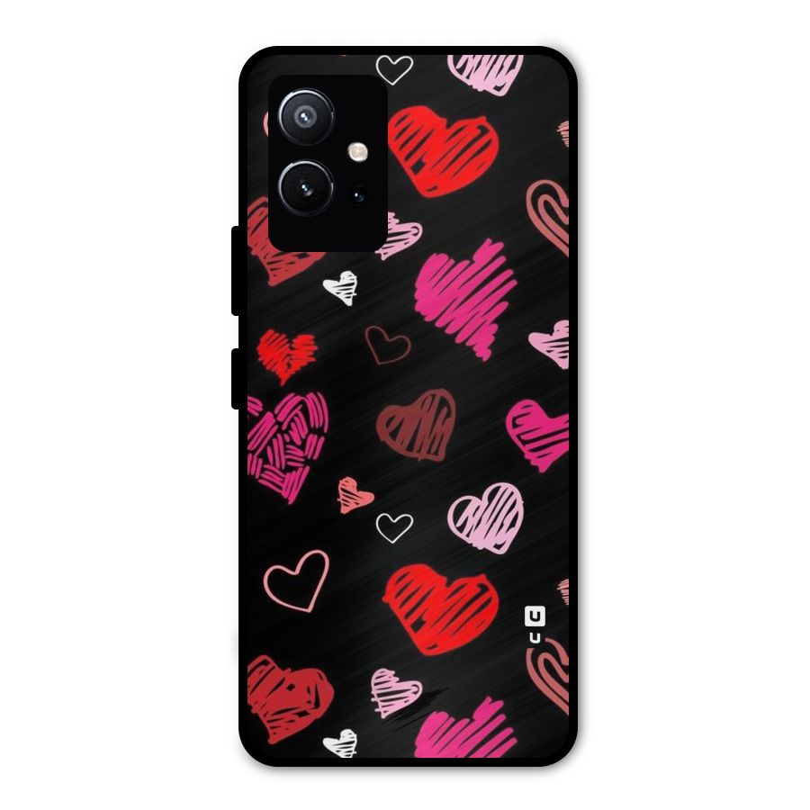 Hearts Art Pattern Metal Back Case for Vivo T1 5G