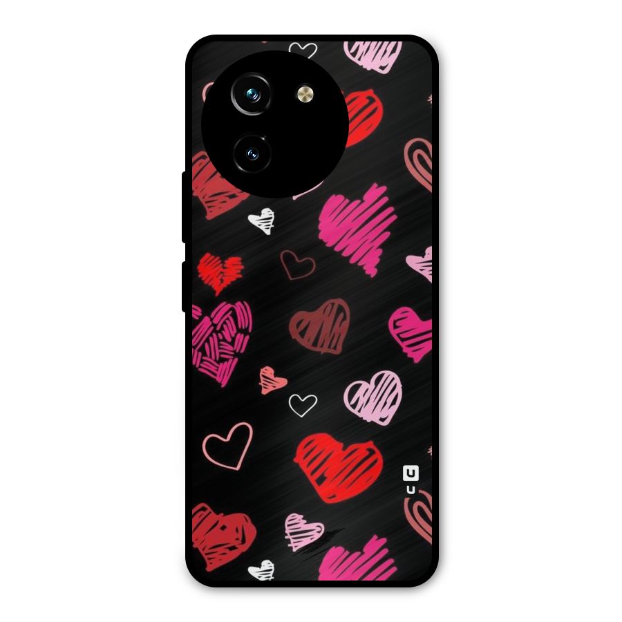 Hearts Art Pattern Metal Back Case for Vivo T3x