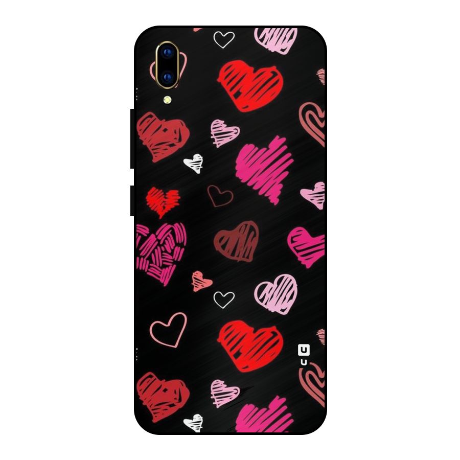 Hearts Art Pattern Metal Back Case for Vivo V11 Pro