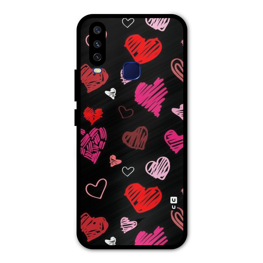 Hearts Art Pattern Metal Back Case for Vivo V17