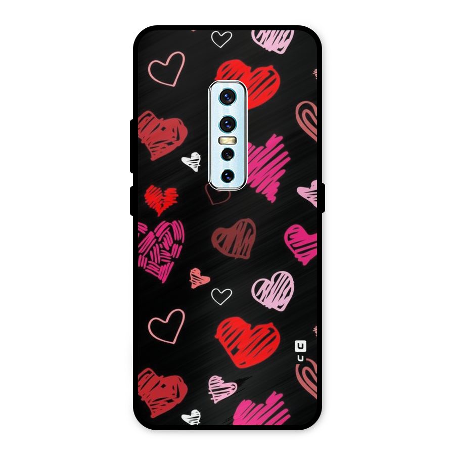 Hearts Art Pattern Metal Back Case for Vivo V17 Pro