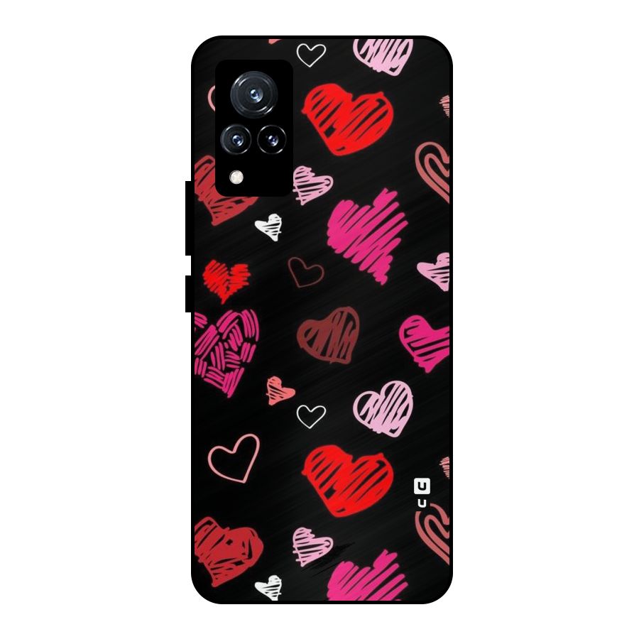 Hearts Art Pattern Metal Back Case for Vivo V21 5G
