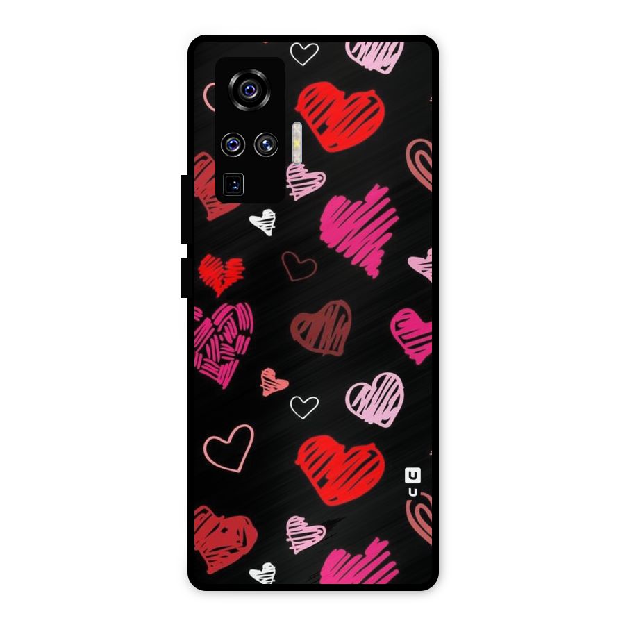 Hearts Art Pattern Metal Back Case for Vivo X50 Pro