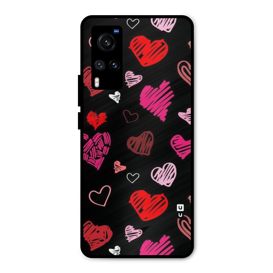 Hearts Art Pattern Metal Back Case for Vivo X60