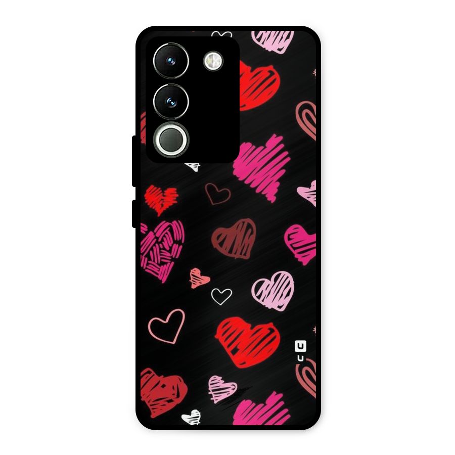 Hearts Art Pattern Metal Back Case for Vivo Y200