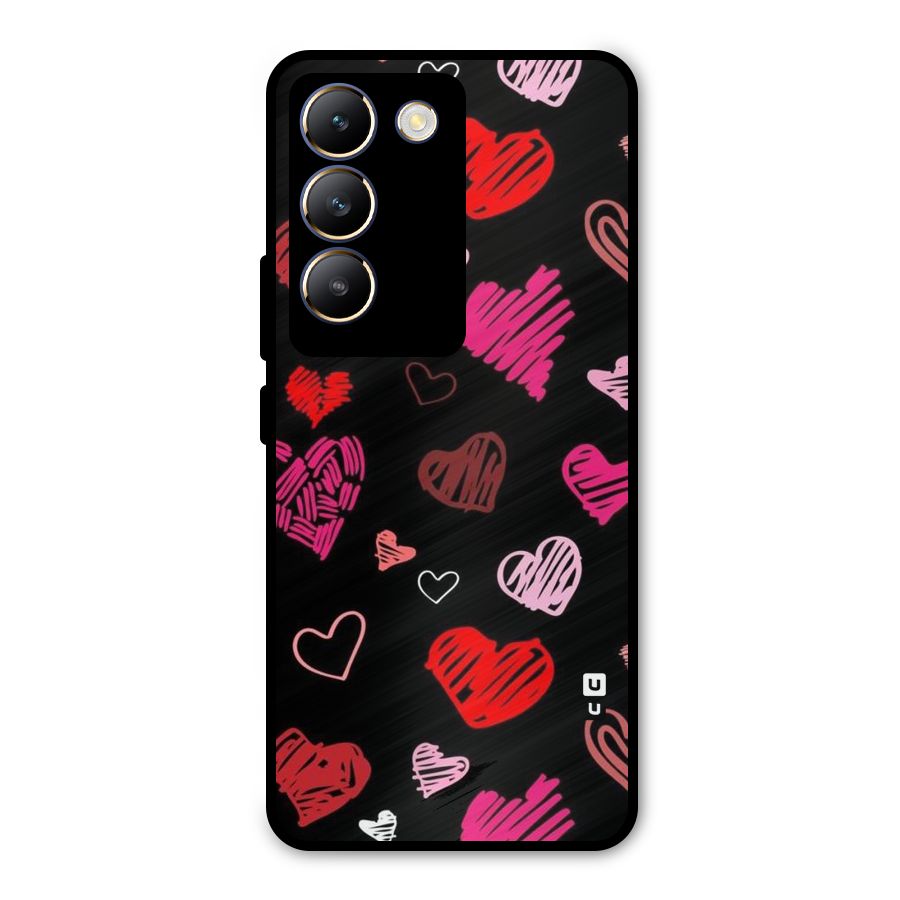 Hearts Art Pattern Metal Back Case for Vivo Y200e