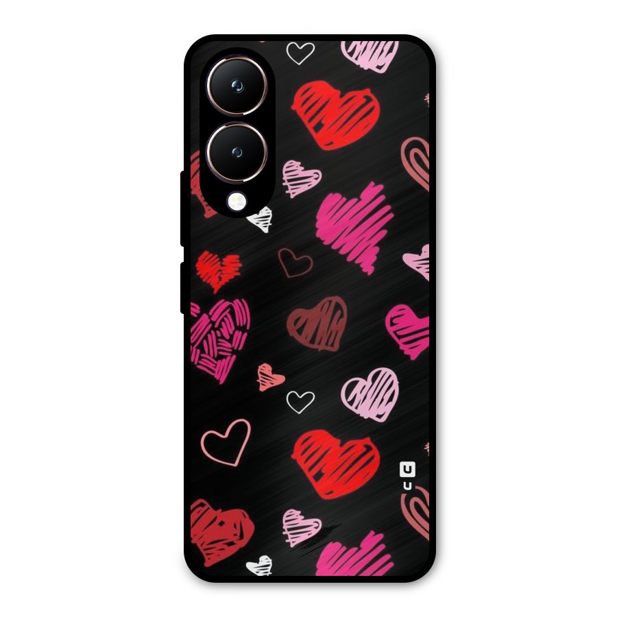 Hearts Art Pattern Metal Back Case for Vivo Y28