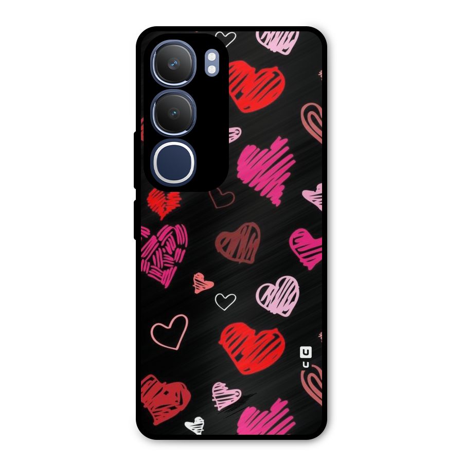 Hearts Art Pattern Metal Back Case for Vivo Y29