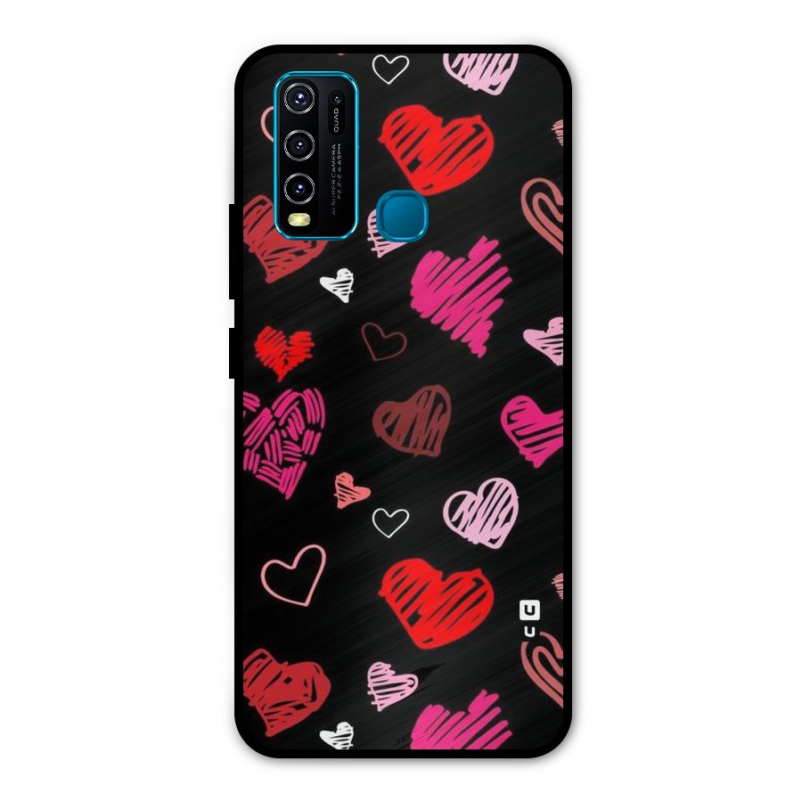 Hearts Art Pattern Metal Back Case for Vivo Y30