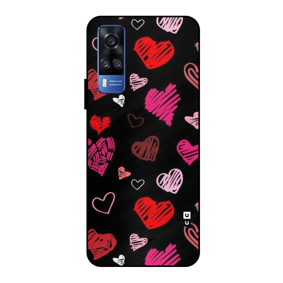 Hearts Art Pattern Metal Back Case for Vivo Y51
