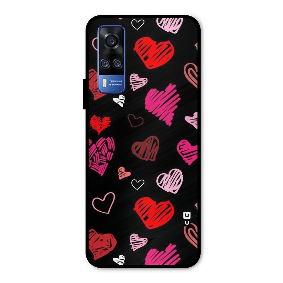 Hearts Art Pattern Metal Back Case for Vivo Y51A