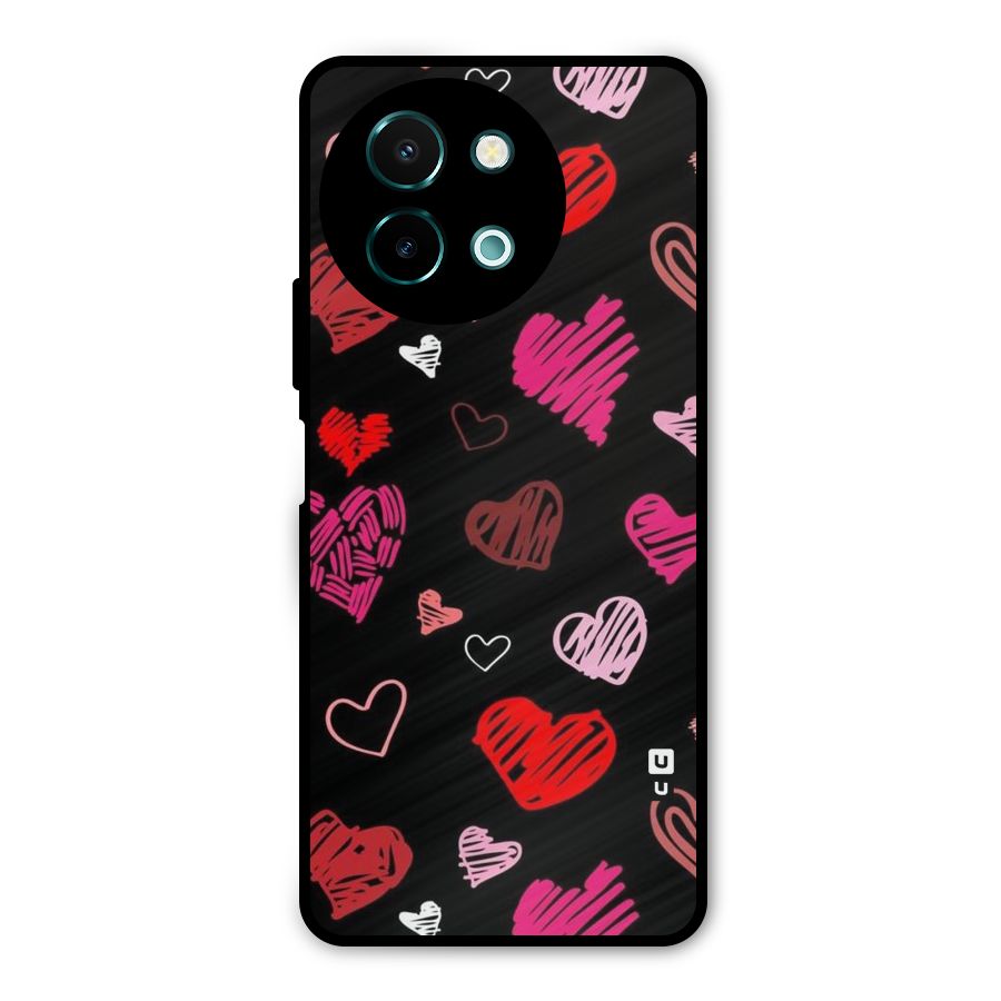 Hearts Art Pattern Metal Back Case for Vivo Y58