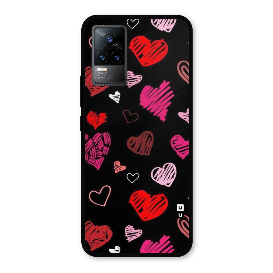 Hearts Art Pattern Metal Back Case for Vivo Y73