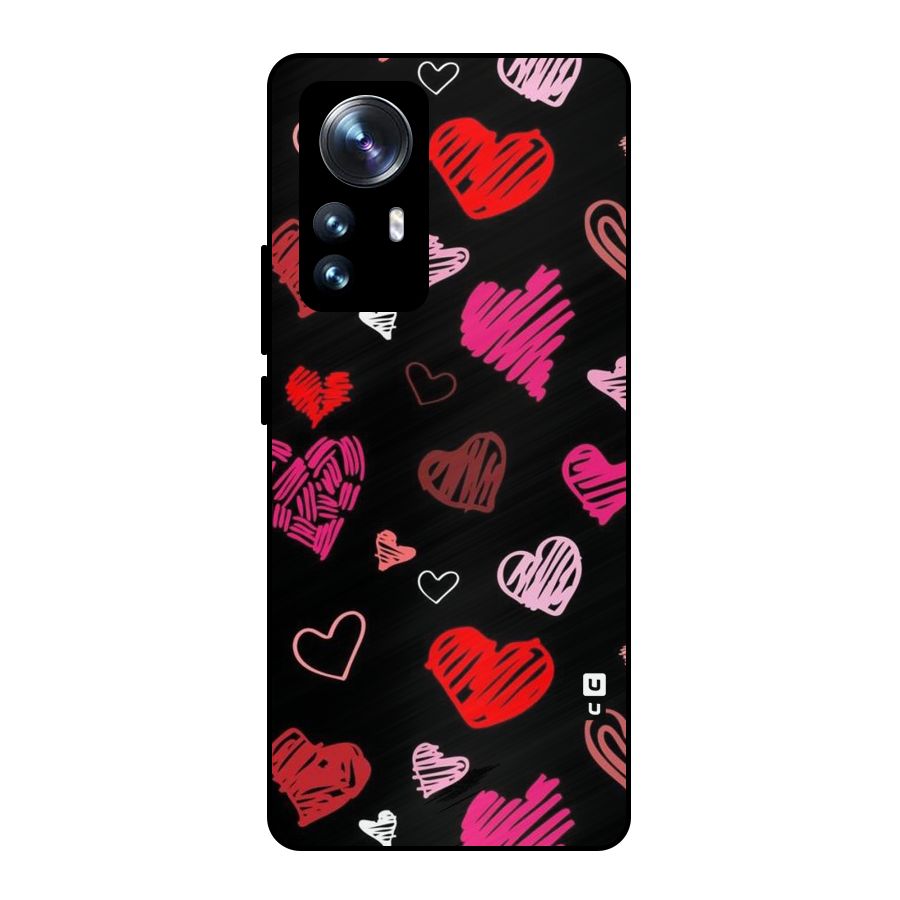 Hearts Art Pattern Metal Back Case for Xiaomi 12 Pro