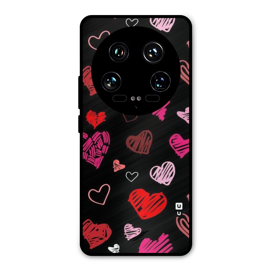 Hearts Art Pattern Metal Back Case for Xiaomi 14 Ultra
