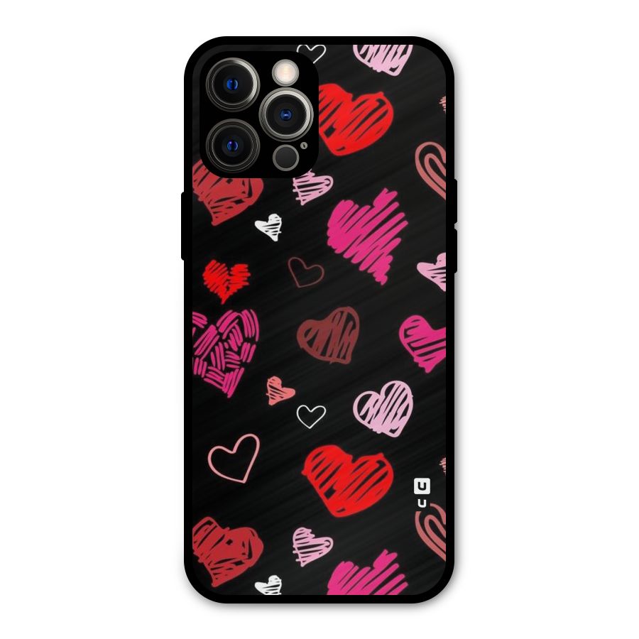 Hearts Art Pattern Metal Back Case for iPhone 12 Pro Max