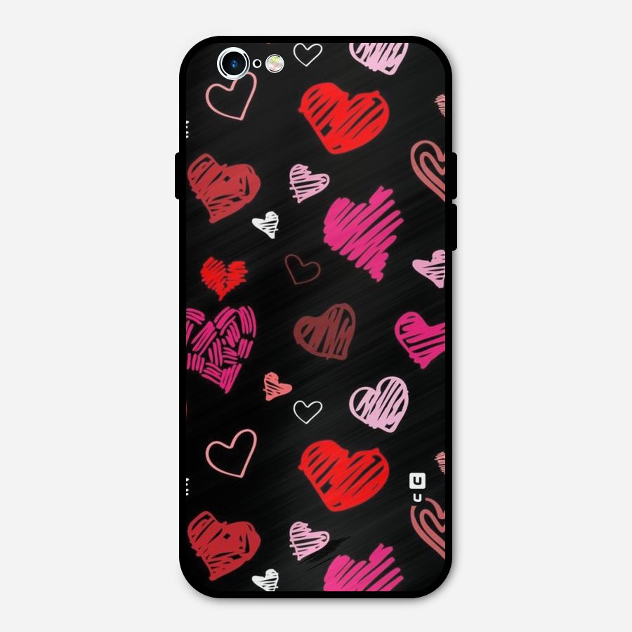 Hearts Art Pattern Metal Back Case for iPhone 6 6s