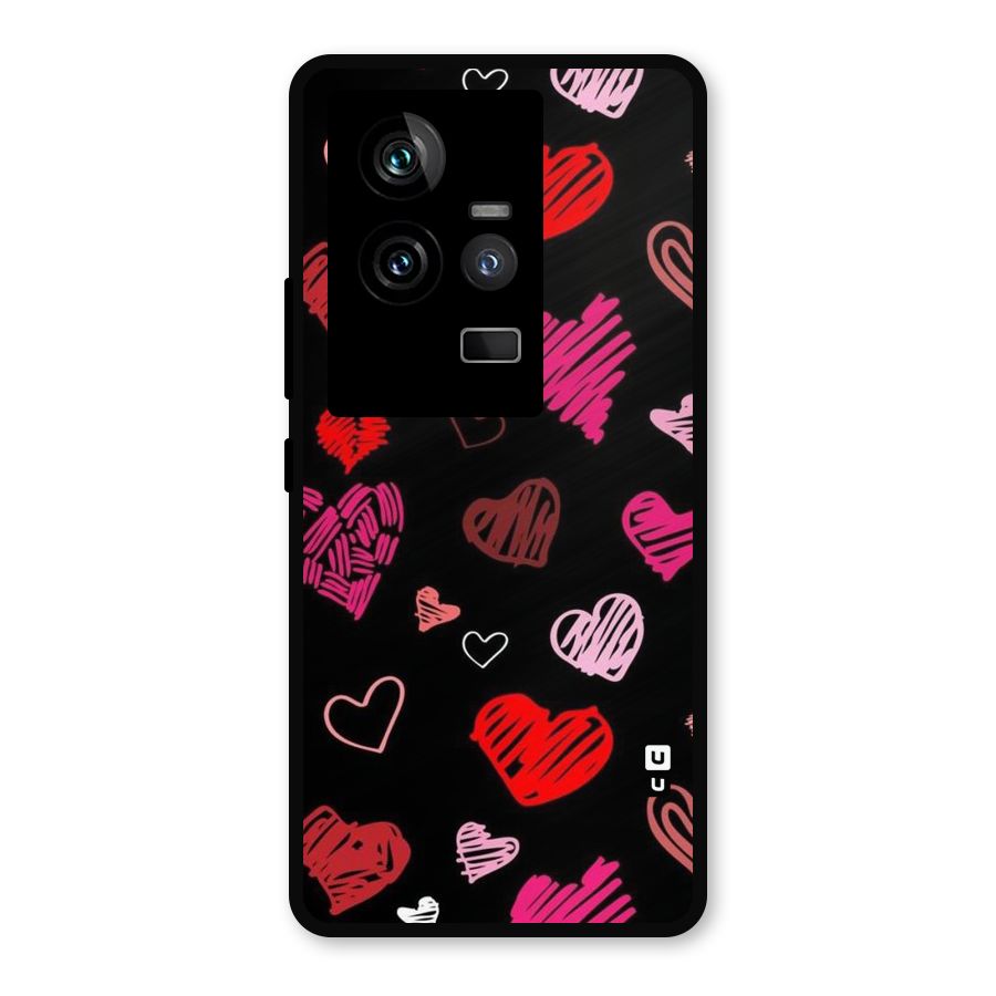 Hearts Art Pattern Metal Back Case for iQOO 11 5G