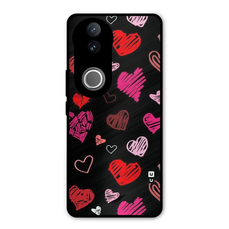 Hearts Art Pattern Metal Back Case for iQOO Z10R