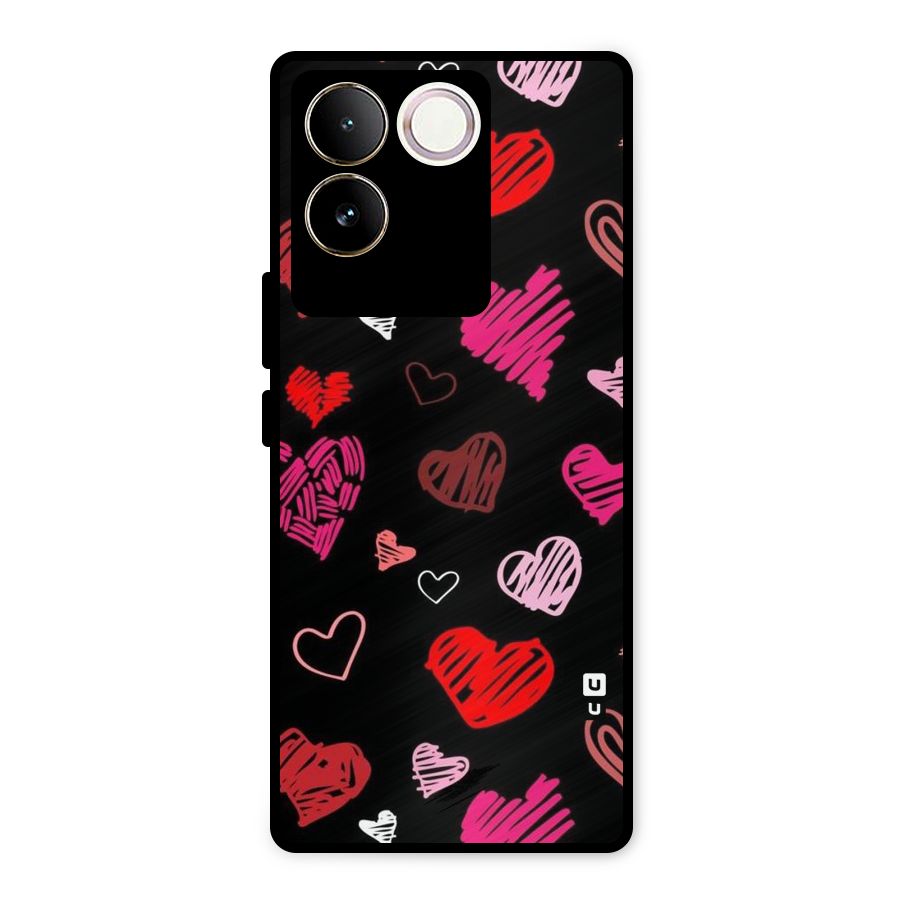 Hearts Art Pattern Metal Back Case for iQOO Z7 Pro