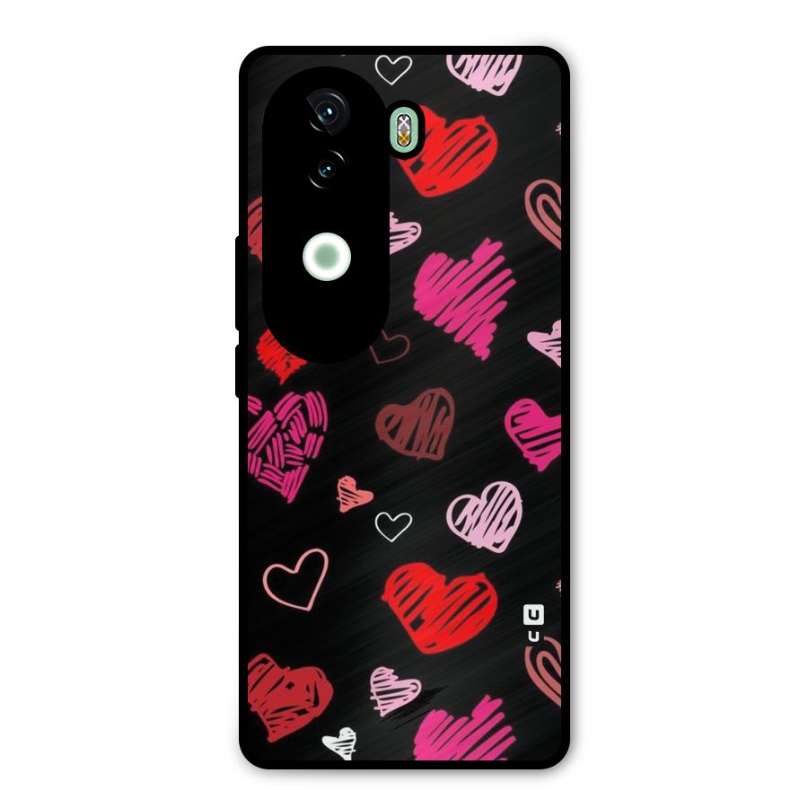 Hearts Art Pattern Metal Back Case for iQOO Z9s