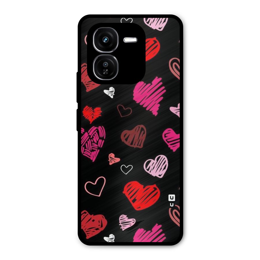 Hearts Art Pattern Metal Back Case for iQOO Z9x