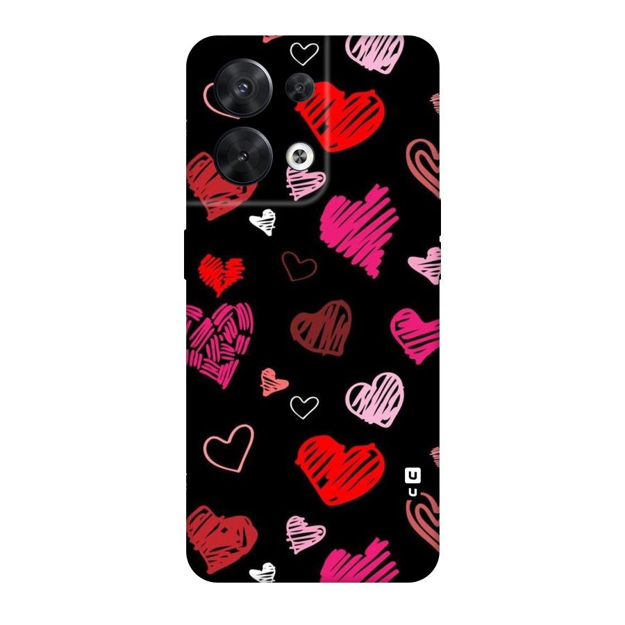 Hearts Art Pattern Original Polycarbonate Back Case for Oppo Reno8 5G