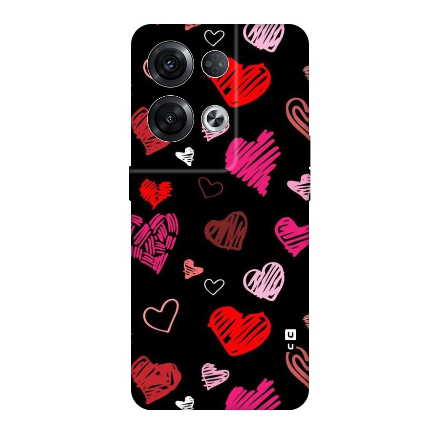 Hearts Art Pattern Original Polycarbonate Back Case for Oppo Reno8 Pro 5G