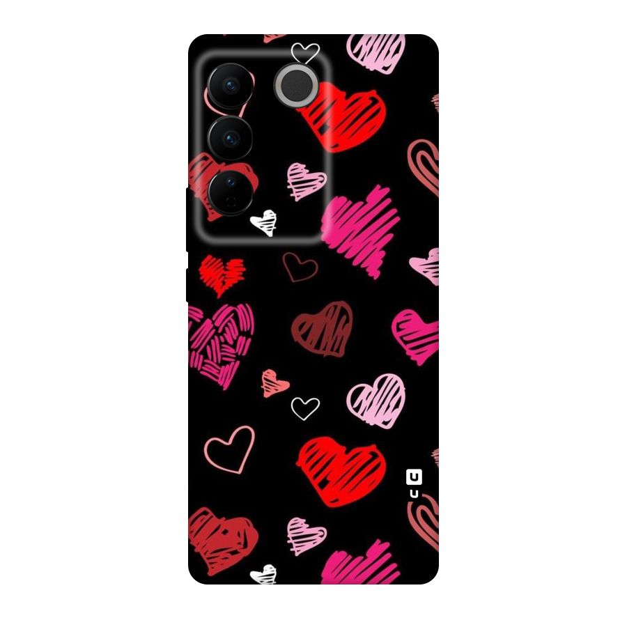 Hearts Art Pattern Original Polycarbonate Back Case for Vivo V27