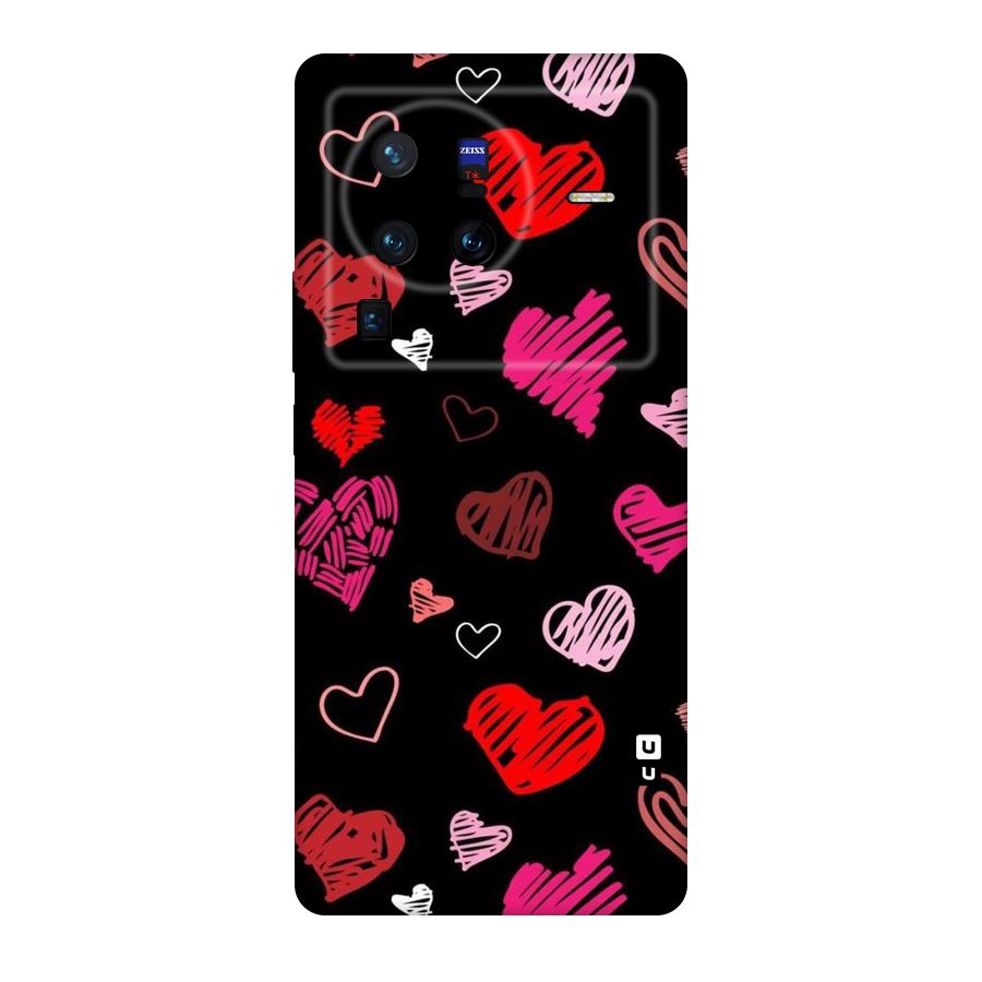 Hearts Art Pattern Original Polycarbonate Back Case for Vivo X80