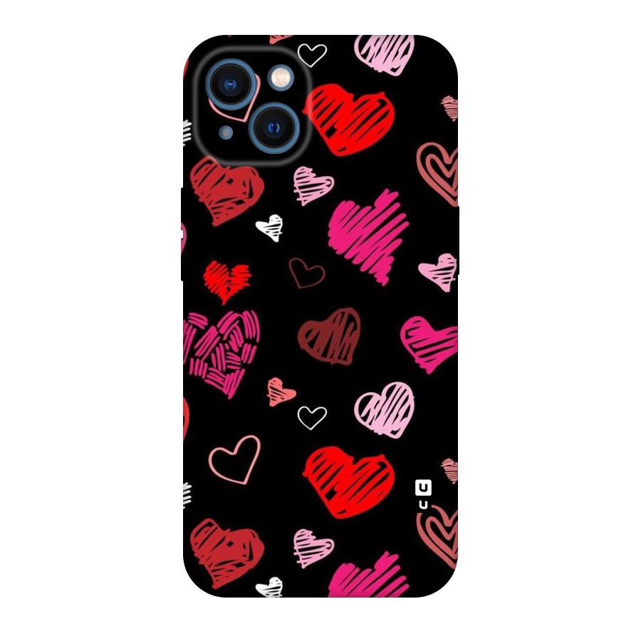Hearts Art Pattern Original Polycarbonate Back Case for iPhone 13