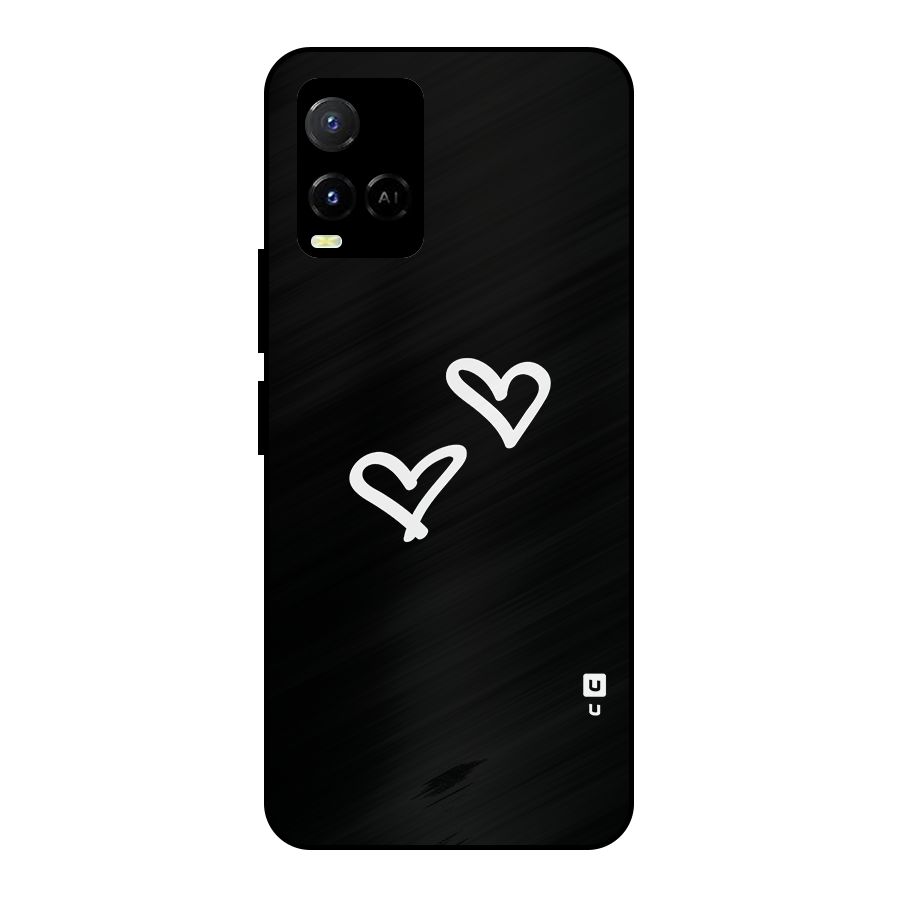 Hearts Love Metal Back Case for Vivo Y33s