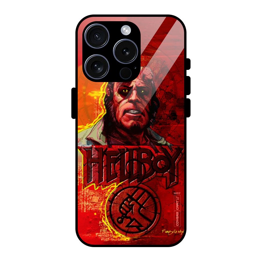 Hellboy Artwork Glass Back Case for iPhone 15 Pro