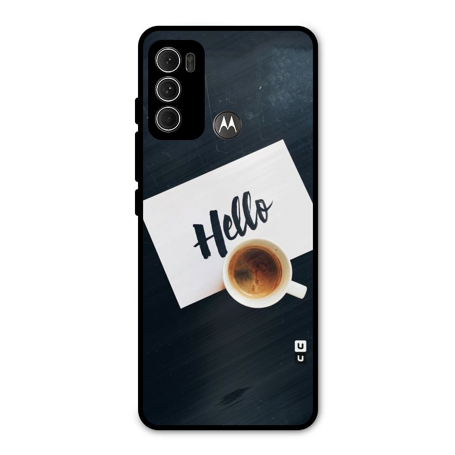 Hello Coffee Metal Back Case for Moto G60