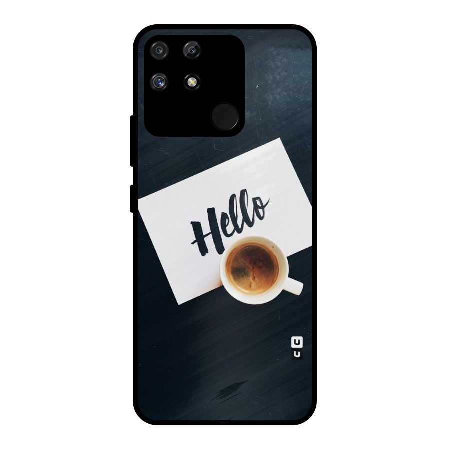 Hello Coffee Metal Back Case for Realme Narzo 50A