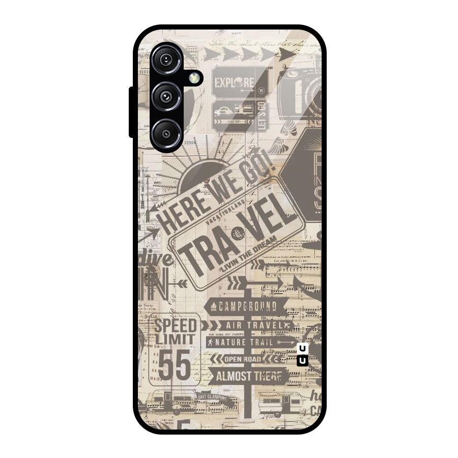 Here We Travel Glass Back Case for Galaxy M34 5G