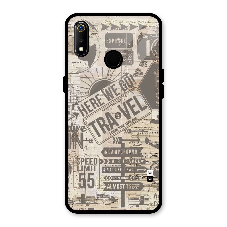Here We Travel Glass Back Case for Realme 3i