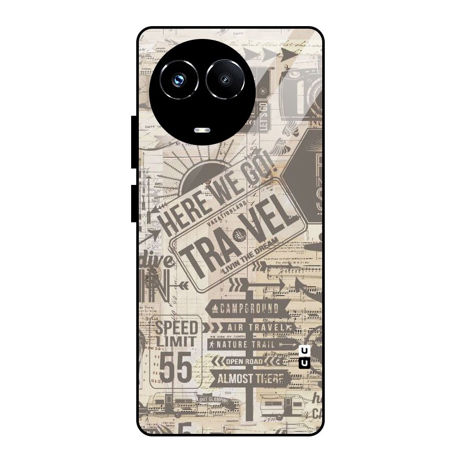 Here We Travel Glass Back Case for Realme Narzo 60X