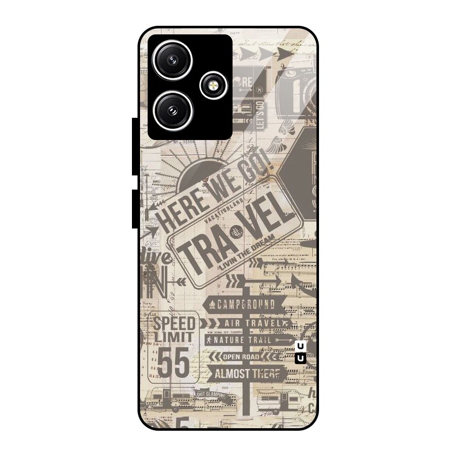 Here We Travel Glass Back Case for Redmi 12 5G