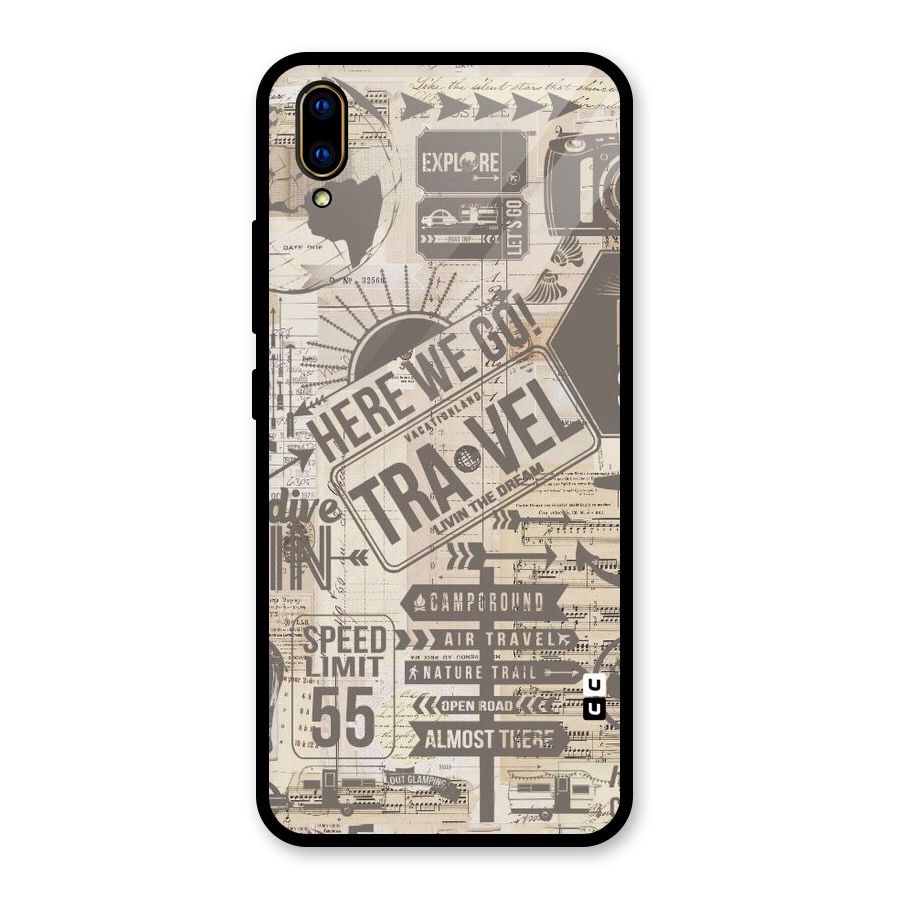 Here We Travel Glass Back Case for Vivo V11 Pro