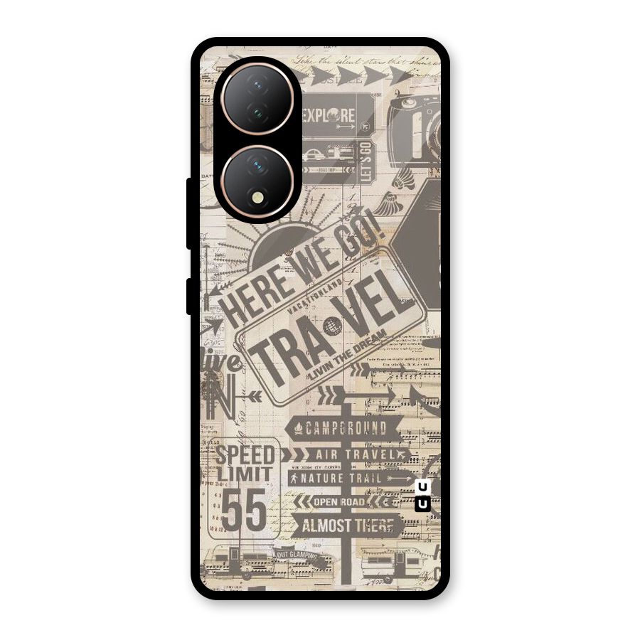 Here We Travel Glass Back Case for Vivo Y100A