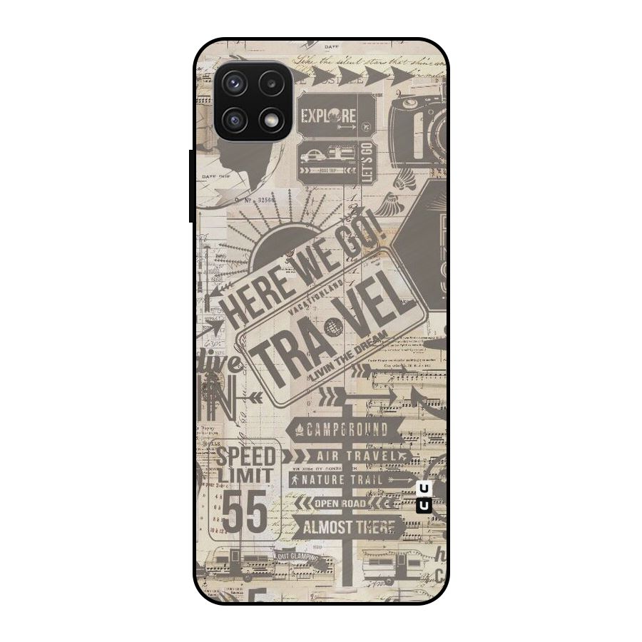 Here We Travel Metal Back Case for Galaxy A22 5G