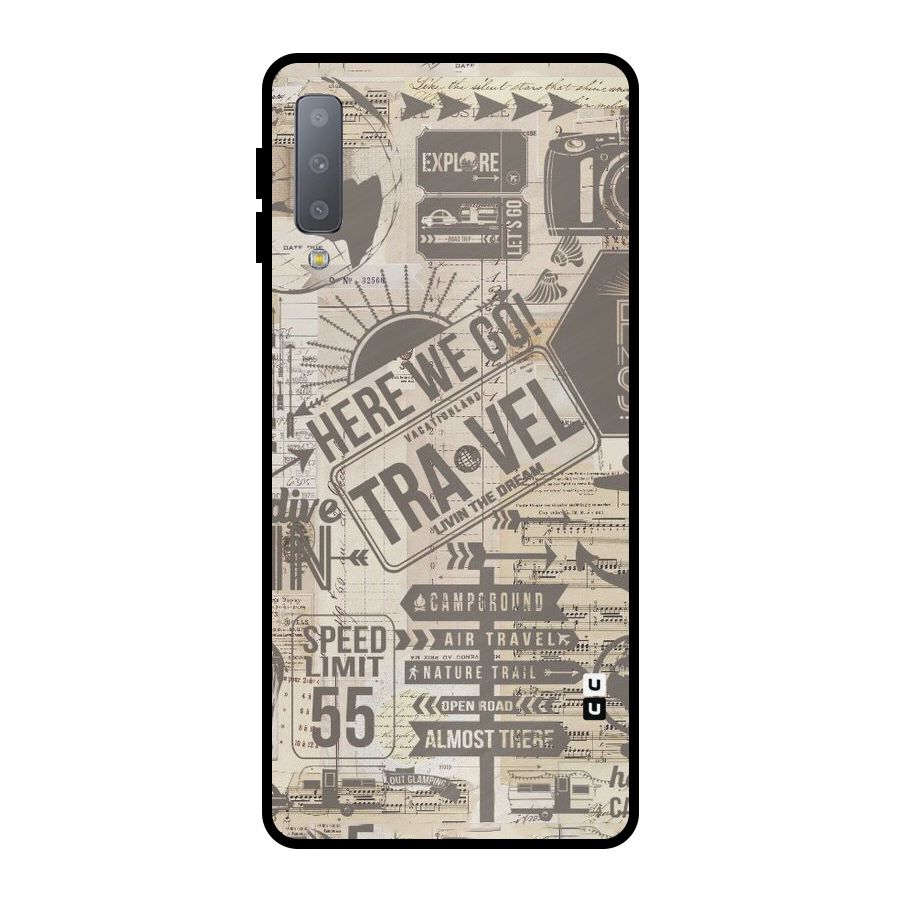 Here We Travel Metal Back Case for Galaxy A7 (2018)