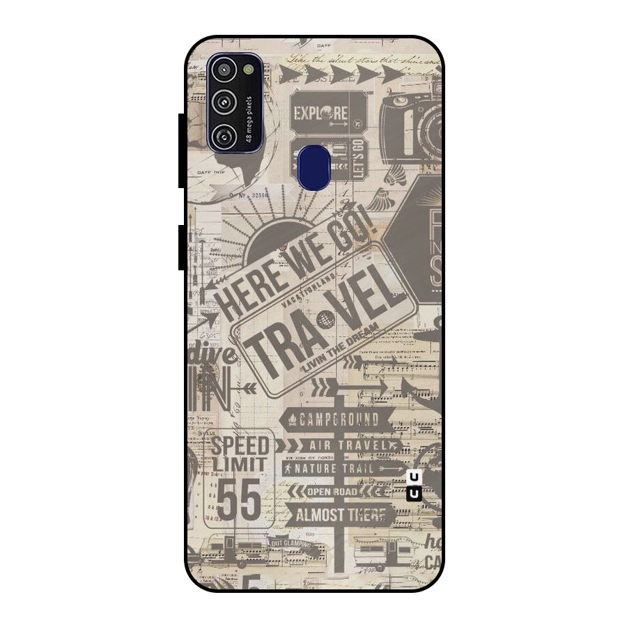 Here We Travel Metal Back Case for Galaxy M21