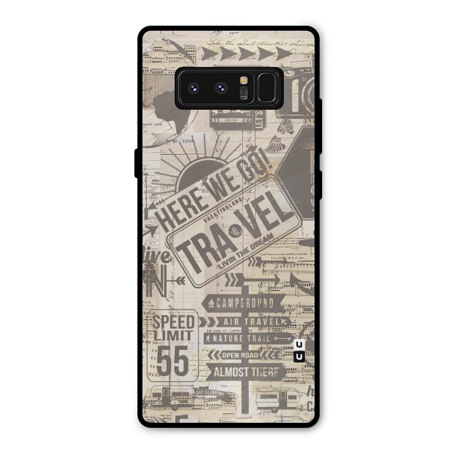 Here We Travel Metal Back Case for Galaxy Note 8